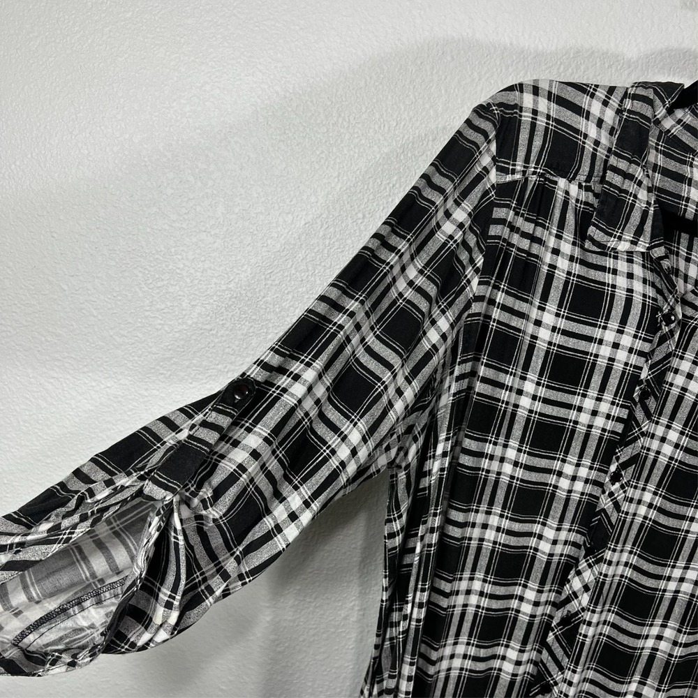 Live 4 Truth Plaid Shirt Dress‎ Duster 3/4 Roll Tab Sleeve Grunge Women's 22/24 - Picture 5 of 16